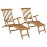 Chaises de terrasse et repose-pied lot de 2 Bois de teck solide 