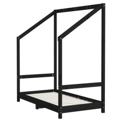 Cadre de lit pour enfant noir 70x140 cm bois de pin massif 