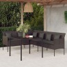 Ensemble à manger de jardin coussins 2pcs noir résine tressée 