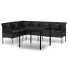 Ensemble à manger de jardin coussins 2pcs noir résine tressée 