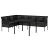 Ensemble à manger de jardin coussins 2pcs noir résine tressée 