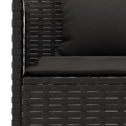 Ensemble à manger de jardin coussins 2pcs noir résine tressée 