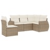 Salon de jardin avec coussins 5 pcs beige résine tressée 