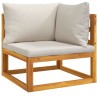 Salon de jardin 4 pcs avec coussins gris clair bois massif 
