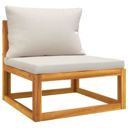 Salon de jardin 4 pcs avec coussins gris clair bois massif 