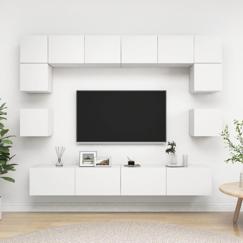 Ensemble de meubles TV 8 pcs Blanc Bois d'ingénierie 