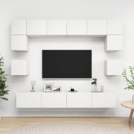 Ensemble de meubles TV 8 pcs Blanc Bois d'ingénierie 