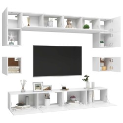 Ensemble de meubles TV 8 pcs Blanc Bois d'ingénierie 