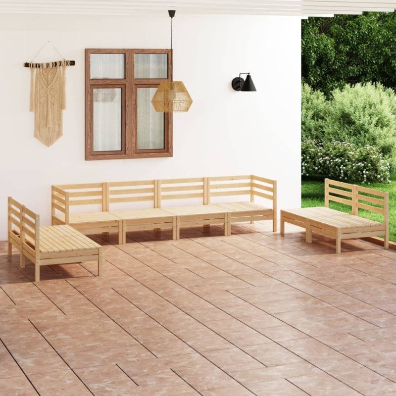 Salon de jardin 8 pcs Bois de pin massif Salon de jardin 8 pcs Bois de pin massif