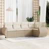 Salon de jardin avec coussins 5 pcs beige résine tressée 