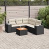 Salon de jardin 6 pcs avec coussins noir résine tressée 