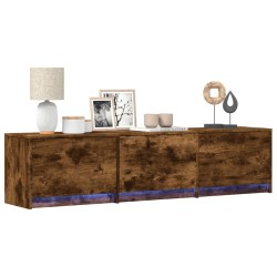 Meuble TV avec LED chêne fumé 165x34x40 cm bois d'ingénierie 