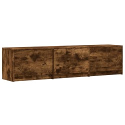 Meuble TV avec LED chêne fumé 165x34x40 cm bois d'ingénierie 