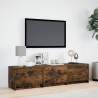 Meuble TV avec LED chêne fumé 165x34x40 cm bois d'ingénierie 