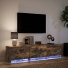 Meuble TV avec LED chêne fumé 165x34x40 cm bois d'ingénierie 