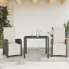 Ensemble de bistro 3 pcs avec coussins noir résine tressée 