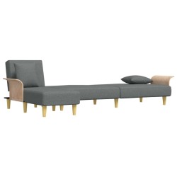 Canapé-lit en forme de L gris foncé 279x140x70 cm tissu 