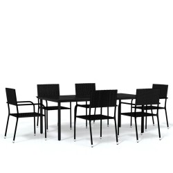 Ensemble à manger de jardin 7 pcs Noir 