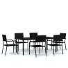 Ensemble à manger de jardin 7 pcs Noir 
