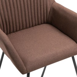 Chaises à manger lot de 4 marron tissu 