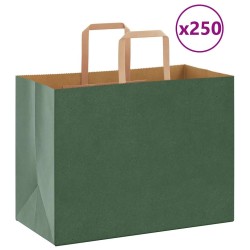 Sacs en papier 250 pcs avec poignées vert 32x17x25 cm 