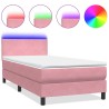 Sommier à lattes de lit avec matelas rose 100x220 cm velours 