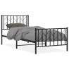 Cadre de lit métal sans matelas avec pied de lit noir 90x190 cm 