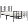 Cadre de lit métal sans matelas avec pied de lit noir 90x190 cm 