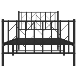Cadre de lit métal sans matelas avec pied de lit noir 90x190 cm 