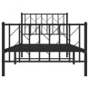 Cadre de lit métal sans matelas avec pied de lit noir 90x190 cm 