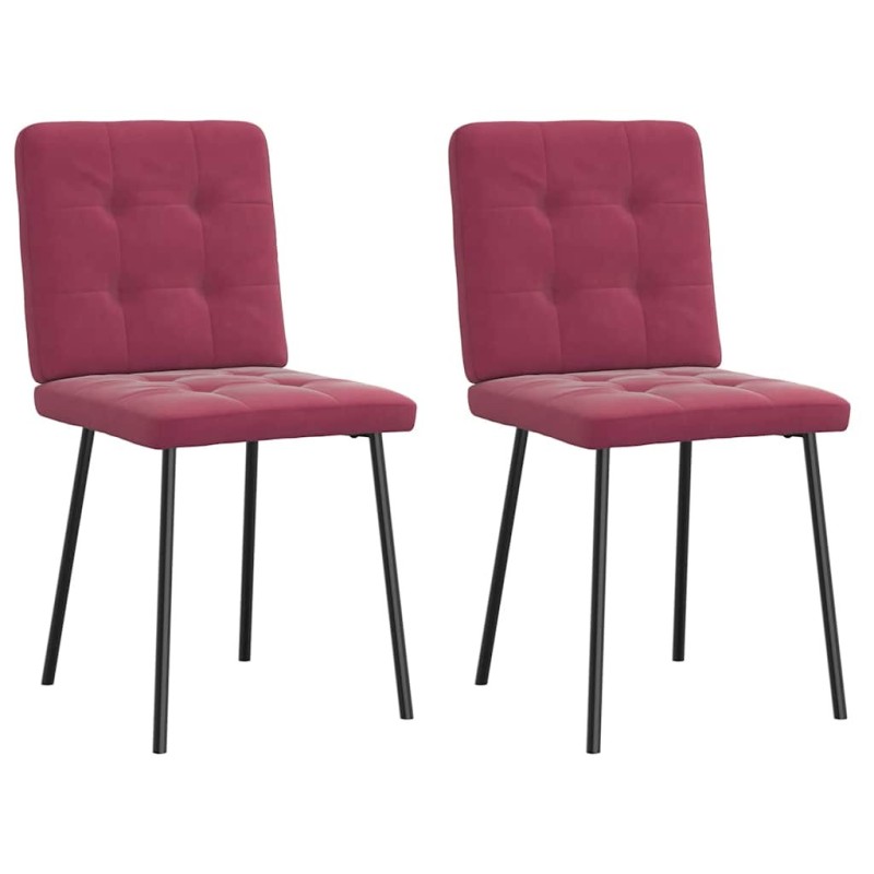 Chaises à manger lot de 2 Rouge bordeaux Velours 