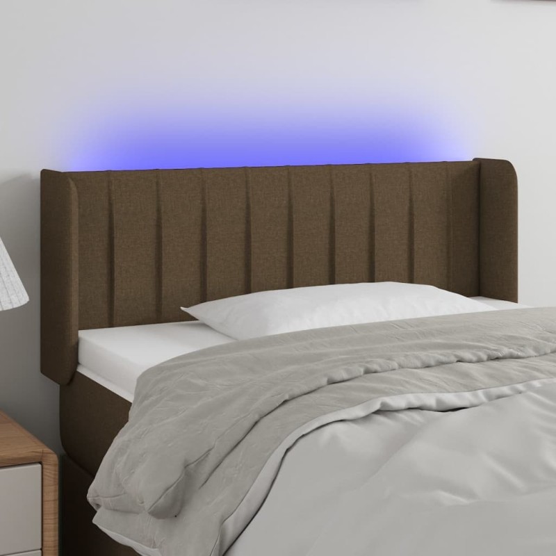 Tête de lit à LED Marron foncé 93x16x78/88 cm Tissu 