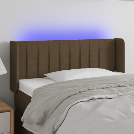 Tête de lit à LED Marron foncé 93x16x78/88 cm Tissu 