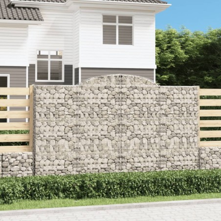 Paniers à gabions arqués 2 pcs 300x30x180/200 cm fer galvanisé 