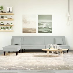 Canapé-lit en forme de L gris clair 255x140x70 cm velours 