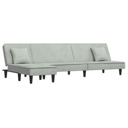 Canapé-lit en forme de L gris clair 255x140x70 cm velours 