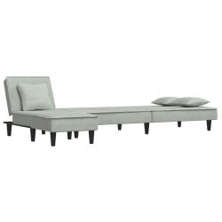 Canapé-lit en forme de L gris clair 255x140x70 cm velours 