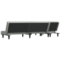 Canapé-lit en forme de L gris clair 255x140x70 cm velours 