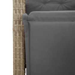 Ensemble de bistro 3 pcs avec coussins beige résine tressée 