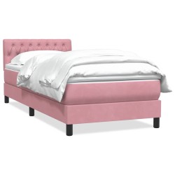 Sommier à lattes de lit avec matelas rose 100x220 cm velours 