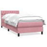 Sommier à lattes de lit avec matelas rose 100x220 cm velours 