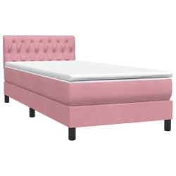 Sommier à lattes de lit avec matelas rose 100x220 cm velours 