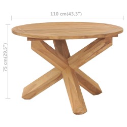 Table à dîner de jardin Ø110x75 cm Bois de teck massif 