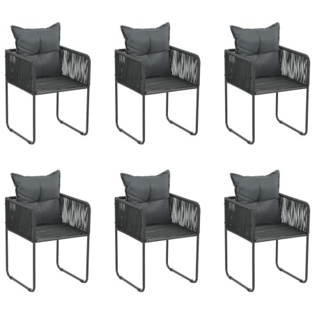 Chaises d'extérieur lot de 6 avec oreillers Résine tressée Noir 