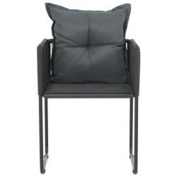 Chaises d'extérieur lot de 6 avec oreillers Résine tressée Noir 