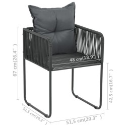 Chaises d'extérieur lot de 6 avec oreillers Résine tressée Noir 