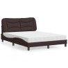 Lit avec matelas marron foncé 140x200 cm tissu 