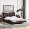 Lit avec matelas marron foncé 140x200 cm tissu 