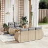 Salon de jardin avec coussins 6 pcs beige résine tressée 