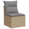 Salon de jardin avec coussins 6 pcs beige résine tressée 